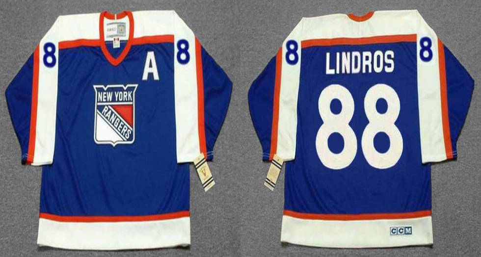 2019 Men New York Rangers #88 Lindros blue style CCM NHL jerseys->new york rangers->NHL Jersey